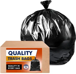Veska 55 Gallon Trash Bags Heavy Duty, (MegaValue Pack 100 Bags w/Ties) 55-60 Gallon Trash Bags, Extra Large Black Garbage Bags 50-60 Gallon Garbage Bags for Industrial, Lawn, Leaf, and Commercial