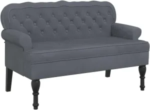 vidaXL 47" W Small Loveseat, Velvet Chesterfield Sofa with Button Tufting & Rolled Armrests for Small Spaces, 2 Seater Couch for Living Room & Bedroom, Dark Gray
