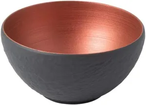 Villeroy & Boch Manufacture Rock Glow, Elegant Bowl Made in Germany of Premium Porcelain in Fresh Copper and Black, Dishwasher Safe 22 oz