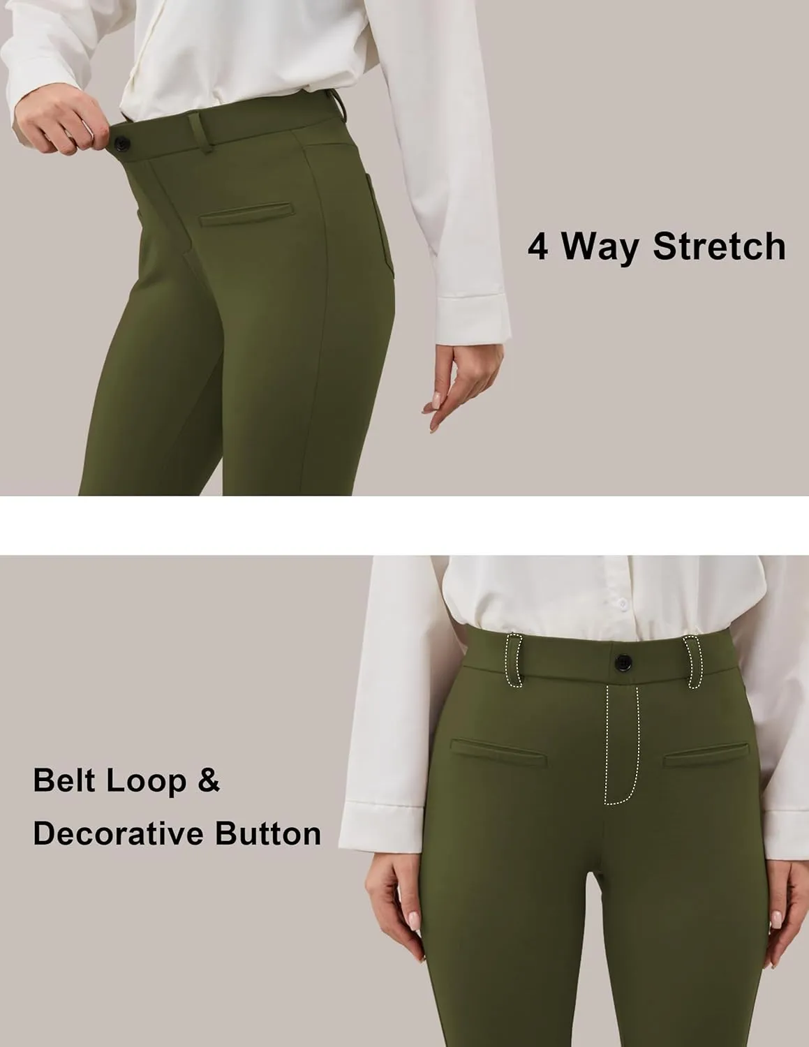 VIMPEP Fleece Lined Dress Pants for Women High Rise Flare Soft Feeling Pull On Work Yoga Pants for Cold Weather 1102