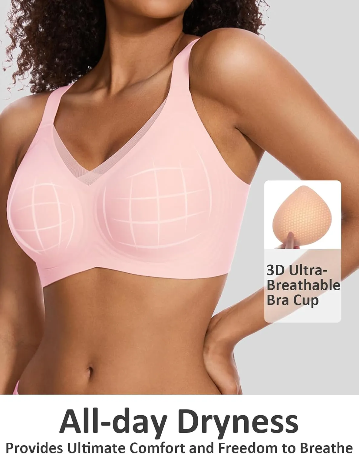 Vinfact Womens V Lace Wireless Seamless Bras No Underwire Comfort Push Up Bras Supportive Full Coverage Bralettes T Shirt Bra