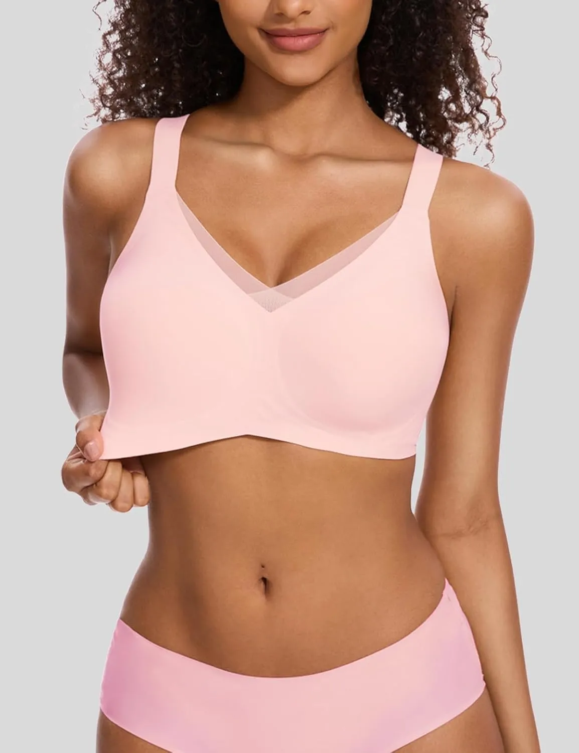 Vinfact Womens V Lace Wireless Seamless Bras No Underwire Comfort Push Up Bras Supportive Full Coverage Bralettes T Shirt Bra