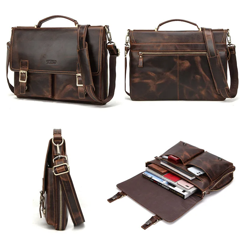 Vintage Brown Leather Men Business Briefcase