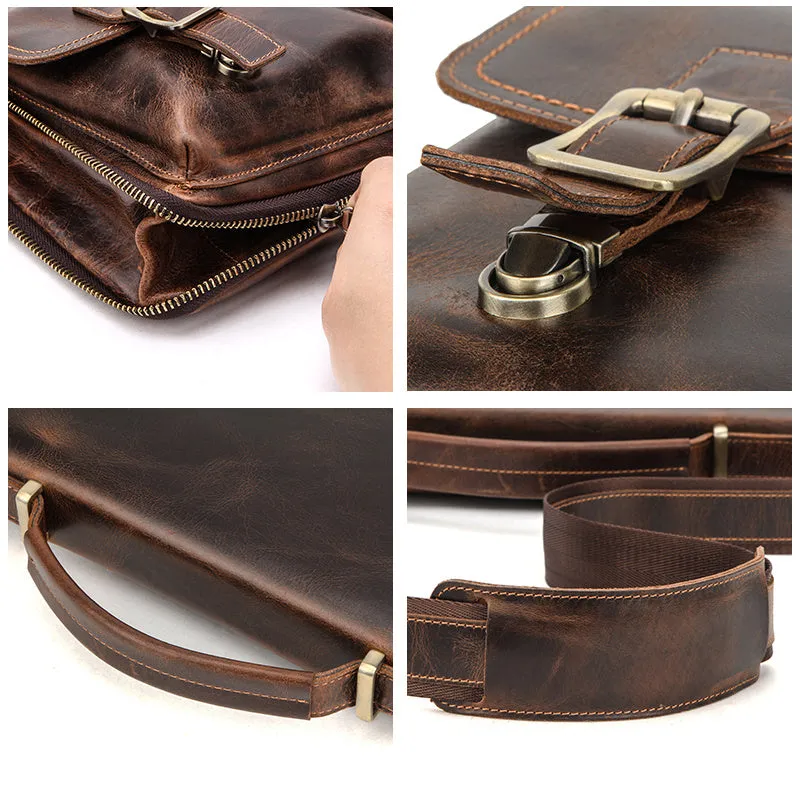 Vintage Brown Leather Men Business Briefcase