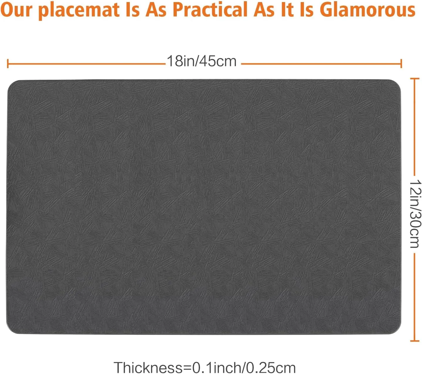 Vinyl Placemats Set of 4 100% Waterproof Oilproof PU Place Mats Heat Resistant Reversible Wipeable Faux Leather Table Mats for Dining Indoor/Outdoor and Kitchen(4, Gray)