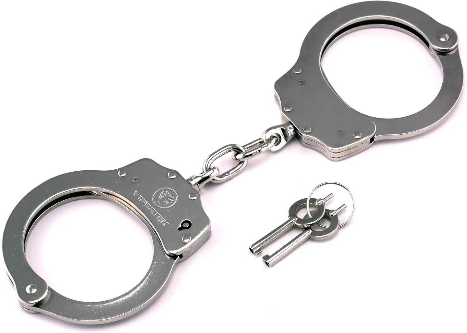 VIPERTEK Double Lock Steel Police Edition Professional Grade Handcuffs (Silver)