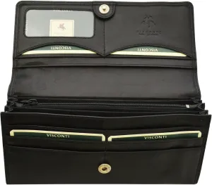 Visconti Heritage -35 Soft Leather Large Ladies Purse Wallet (Black)