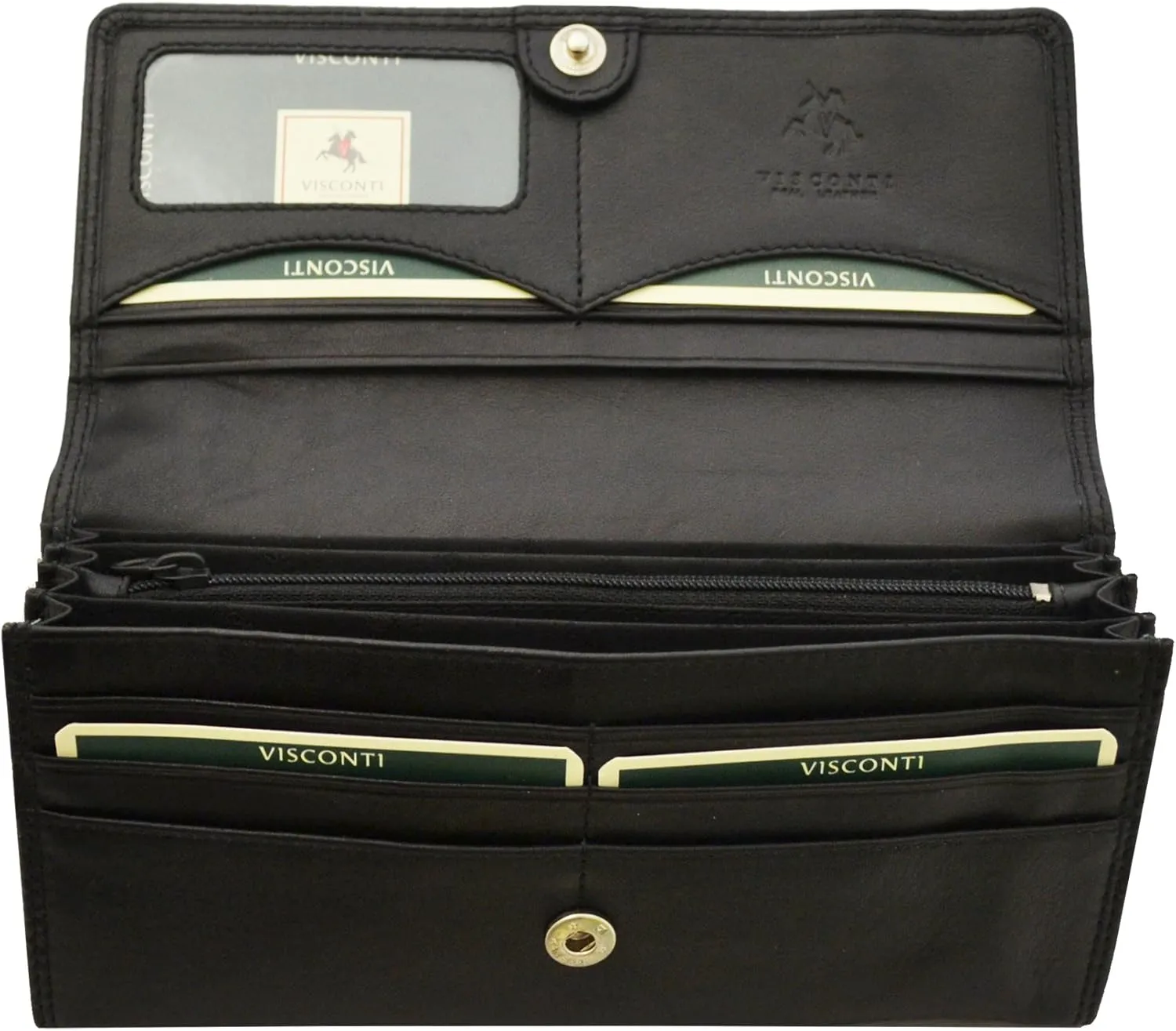 Visconti Heritage -35 Soft Leather Large Ladies Purse Wallet (Black)