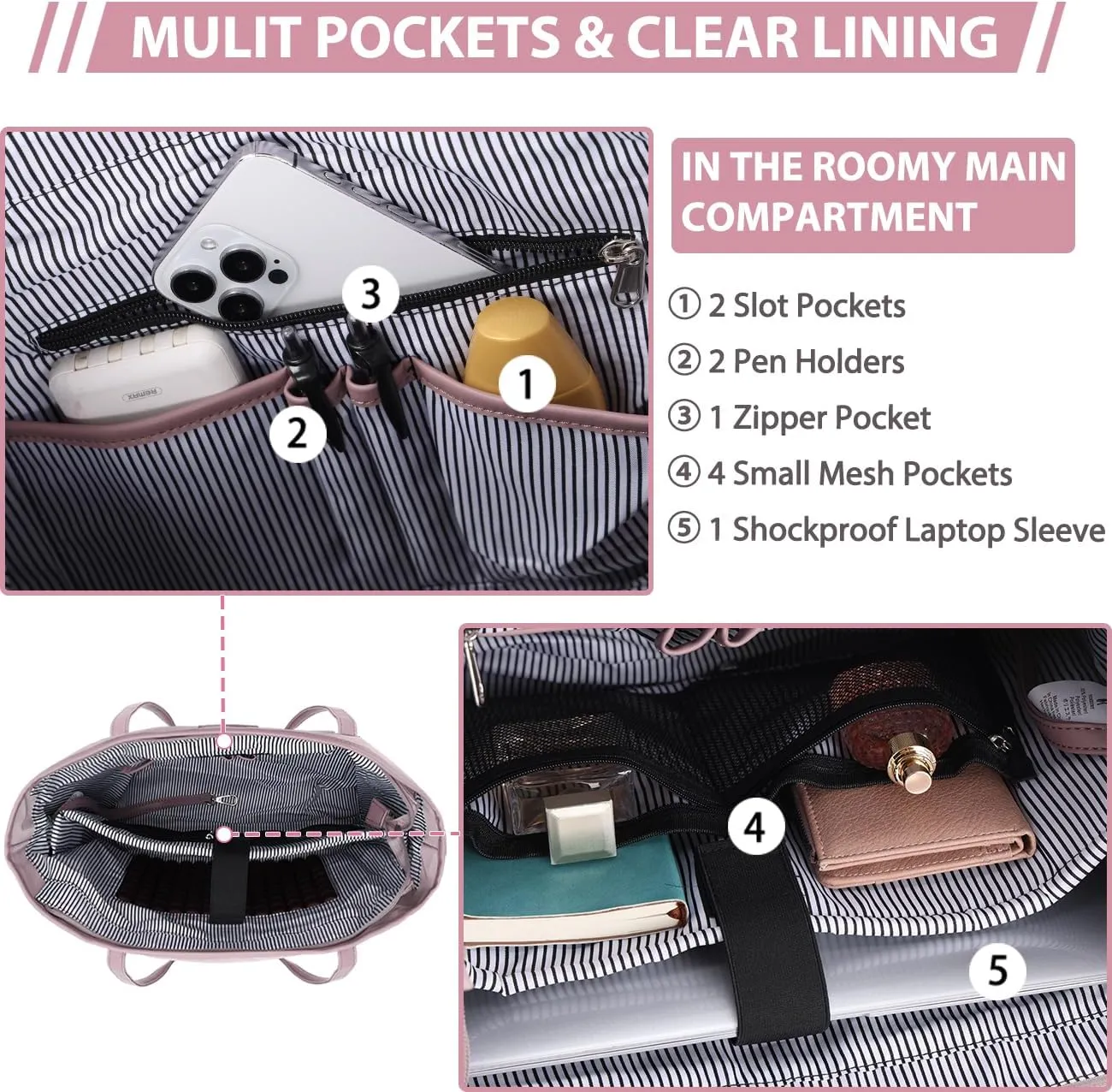 VX VONXURY Laptop Bag for Women,15.6 Inch Work Tote Professional Shoulder Handbag Ideal for Business Office