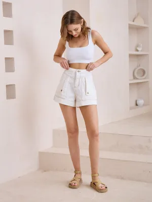 W2031724-2 WHITE DENIM UTILITY SHORT