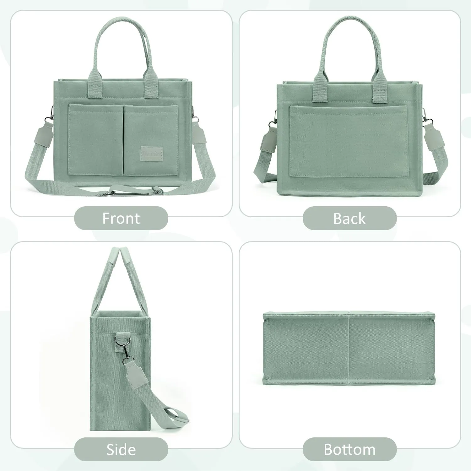 WantGor Tote Bag for Women, Canvas Crossbody Bags Shoulder Handbag Work Laptop Purse Messenger Hobo Satchel with Multi-pocket