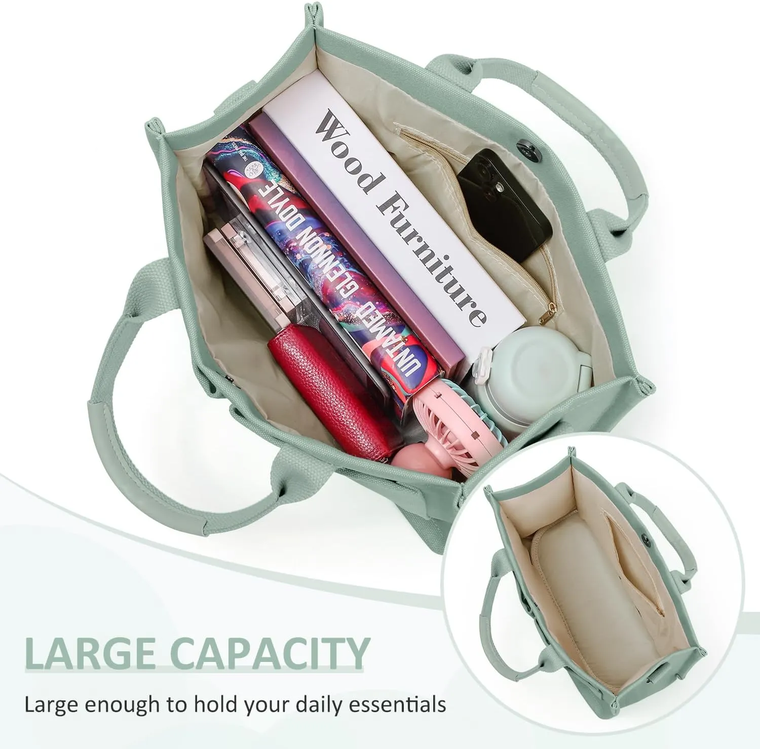 WantGor Tote Bag for Women, Canvas Crossbody Bags Shoulder Handbag Work Laptop Purse Messenger Hobo Satchel with Multi-pocket