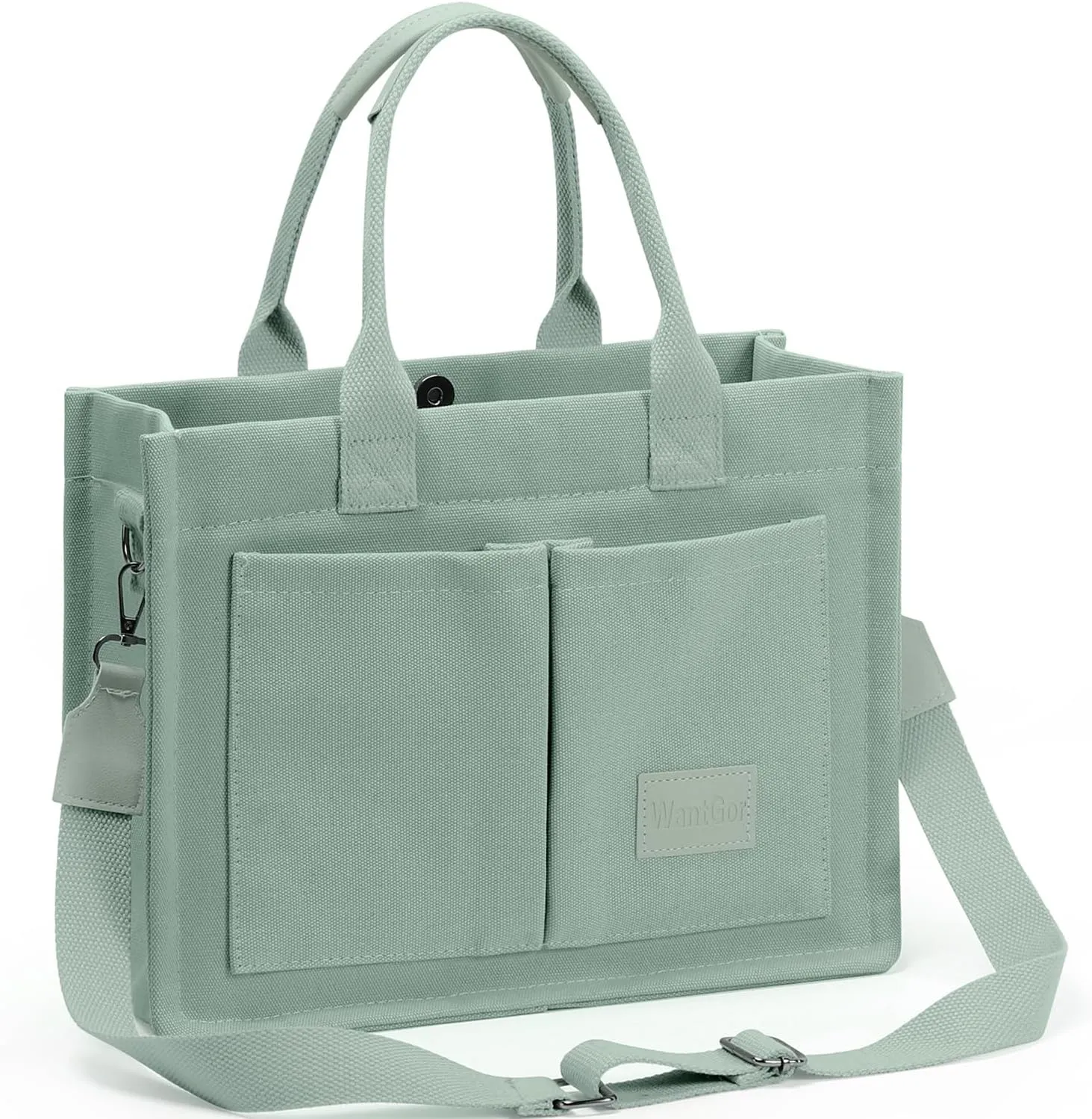 WantGor Tote Bag for Women, Canvas Crossbody Bags Shoulder Handbag Work Laptop Purse Messenger Hobo Satchel with Multi-pocket