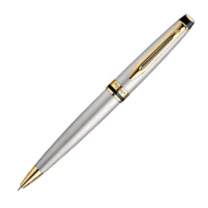 Waterman Expert Brushed Steel Gold Trim Ball Pen