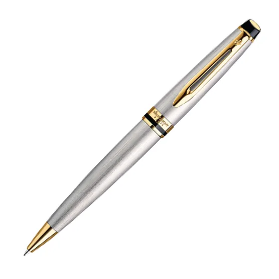Waterman Expert Brushed Steel Gold Trim Ball Pen