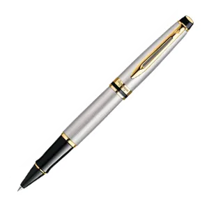 Waterman Expert Brushed Steel Gold Trim Rollerball