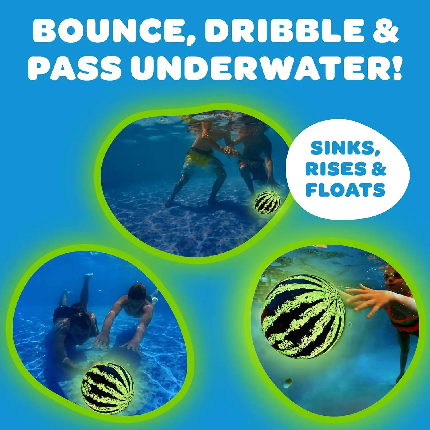 Watermelon Ball Lit - Glow in The Dark Pool Toy for Kids Ages 8-12, Teens, Adults - 9 Inch Swimming Pool Game for Family Fun