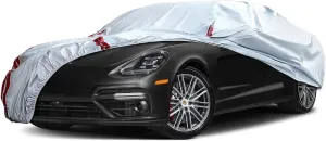 Waterproof Car Covers Replacement for 2010-2025 Porsche Panamera, 6 Layers All Weather Custom-fit Car Cover with Zipper Door & 18 Ponit Windproof Bands for Snow Rain Dust Hail Protection