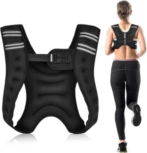 Weighted Vest, 6.5lb/3KG Weight Vest with Reflective Stripe, Body Weight Vests Adjustable for Men, Women Workout, Strength Training, Running, Walking, Jogging, Cardio, Weighted Workout