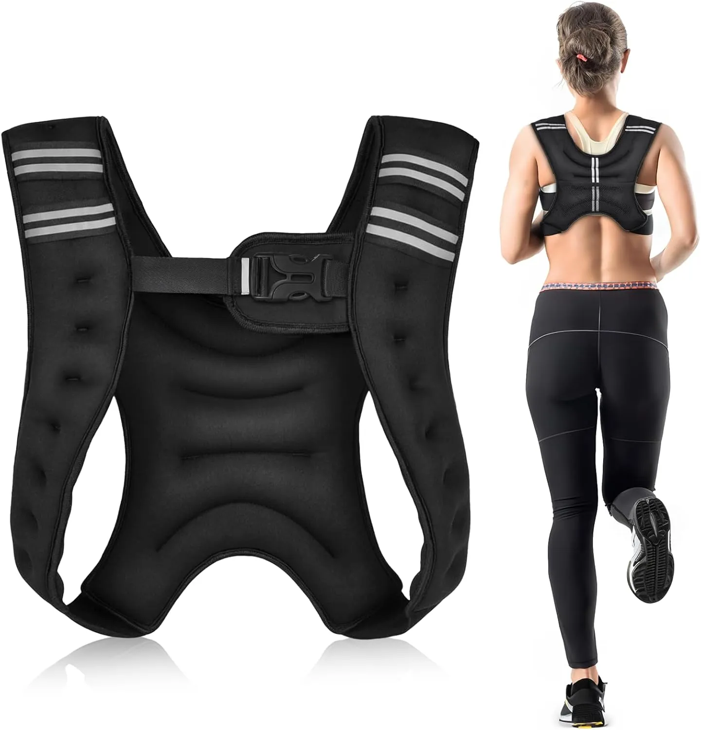 Weighted Vest, 6.5lb/3KG Weight Vest with Reflective Stripe, Body Weight Vests Adjustable for Men, Women Workout, Strength Training, Running, Walking, Jogging, Cardio, Weighted Workout