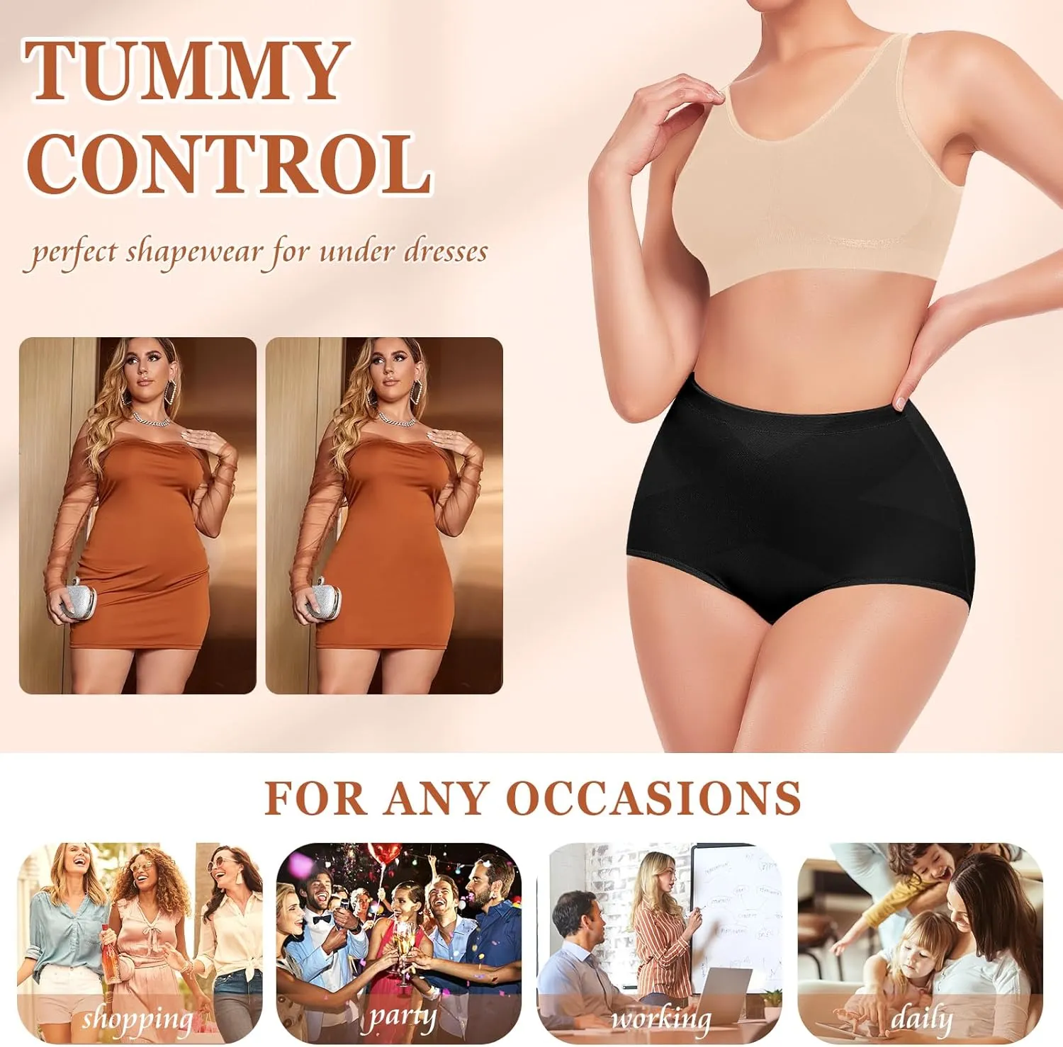 Werena Tummy Control Shapewear for Women Shaping Panties Underwear High Waisted Cincher Body Shaper Slimming Panty Girdle