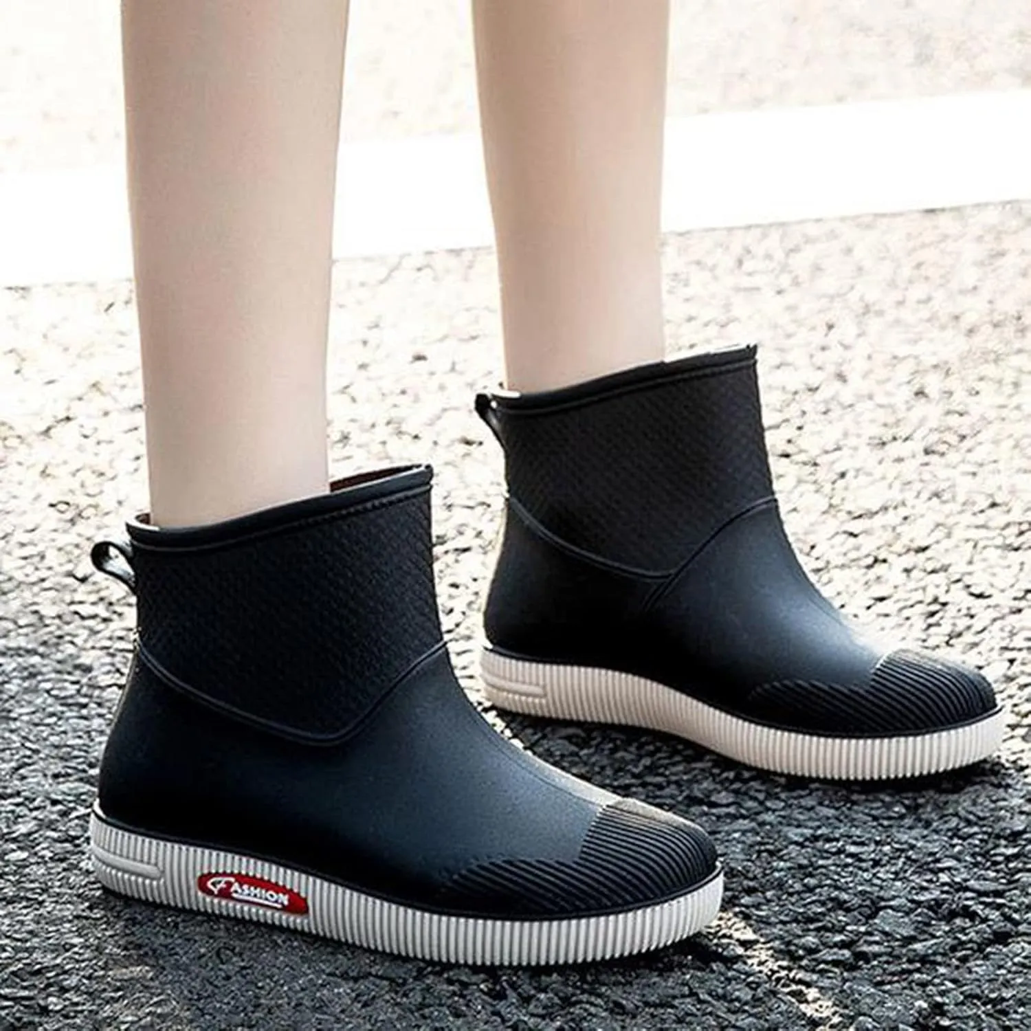 Wide Rainboots Boots Womens Waterproof Non-Slip Rubber Ankle Boots Rain Boots Waterproof Short Garden Boots