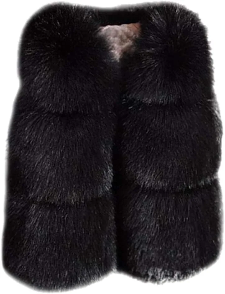 Winter Coats for Toddler Baby Girls Faux Fur Vest Winter Warm Coat Jacket Cute Thick Furry Kids Vest Dress Coat