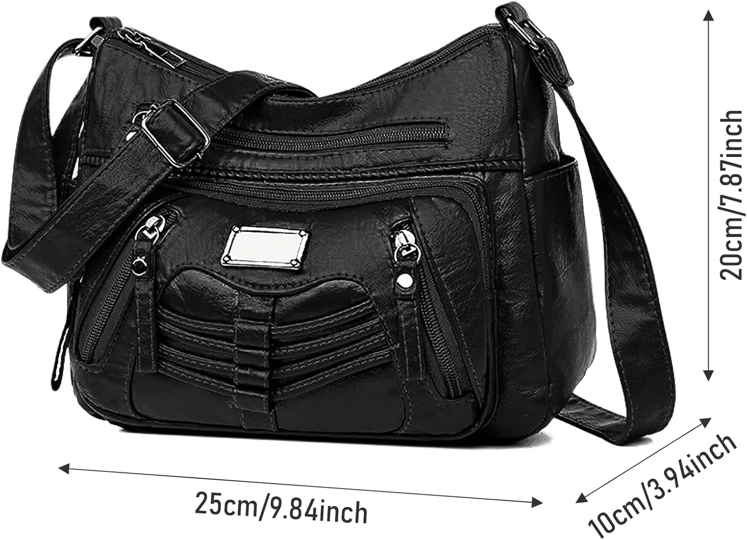 WITERY Crossboby Bag for Women - Soft PU Leather Multi-Pocket Shoulder Bag Handbag with Adjustable Strap