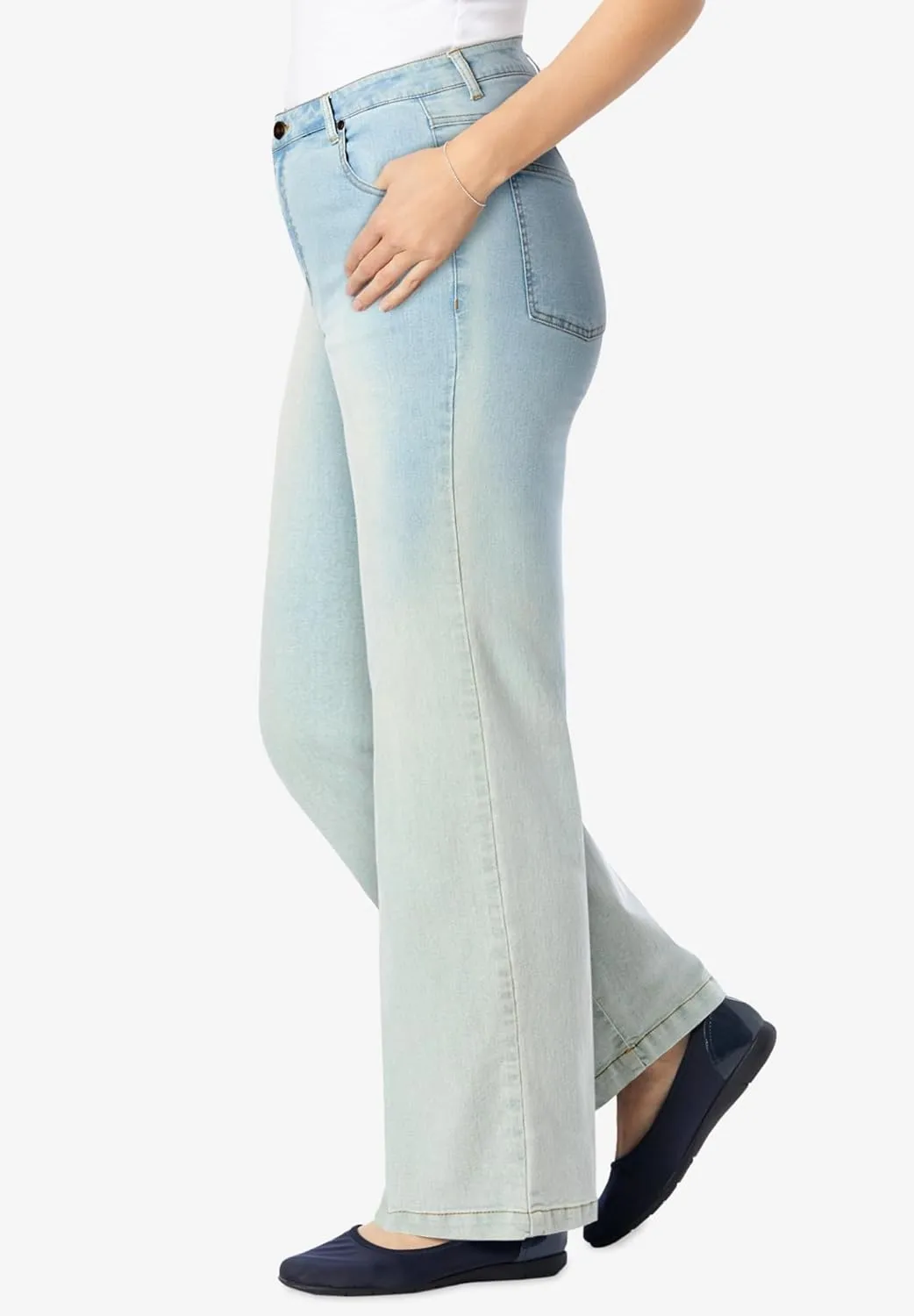 Woman Within Plus Size Wide-Leg Stretch Denim Jean