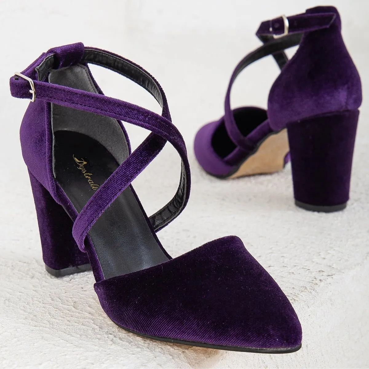 Women Chunky Block High Heel Mary Jane Pumps Shoes Criss-Cross Ankle Strap Closed Pointed Toe Cut-Out Dress Sandals Velvet Glitter Mary Jane Heels Buckle Office Party Dance Shoes 4-11 M US