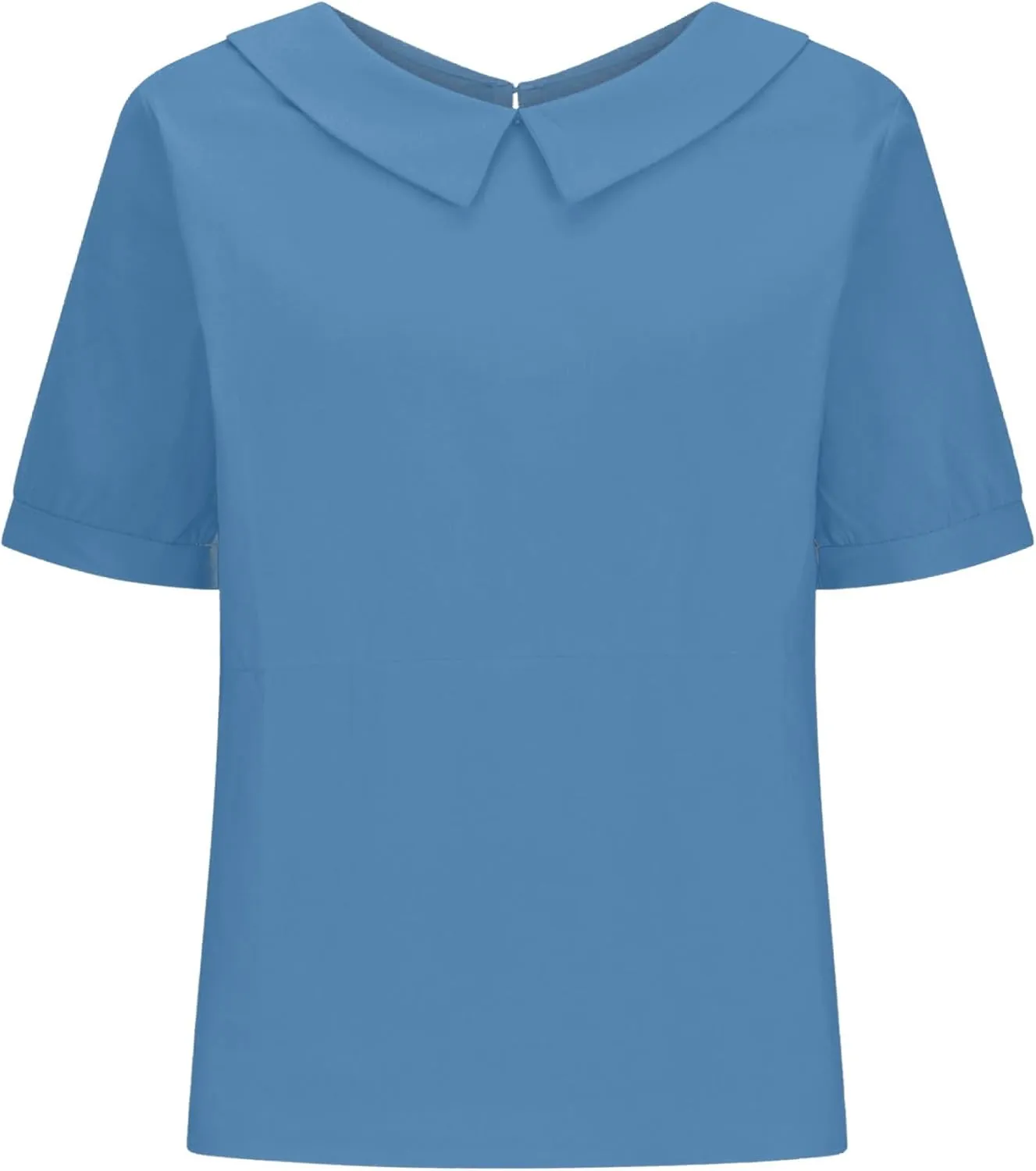Women Cotton Linen Tops Summer Solid Collared Short Sleeve Shirt Casual Loose Tunic Tops Blouses 2024