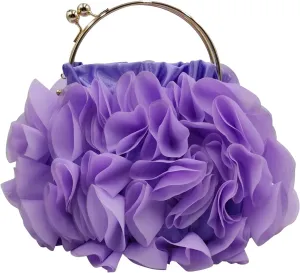 Women Evening Clutch Bag Floral Satin Purses with Chain for Wedding, Party, Prom