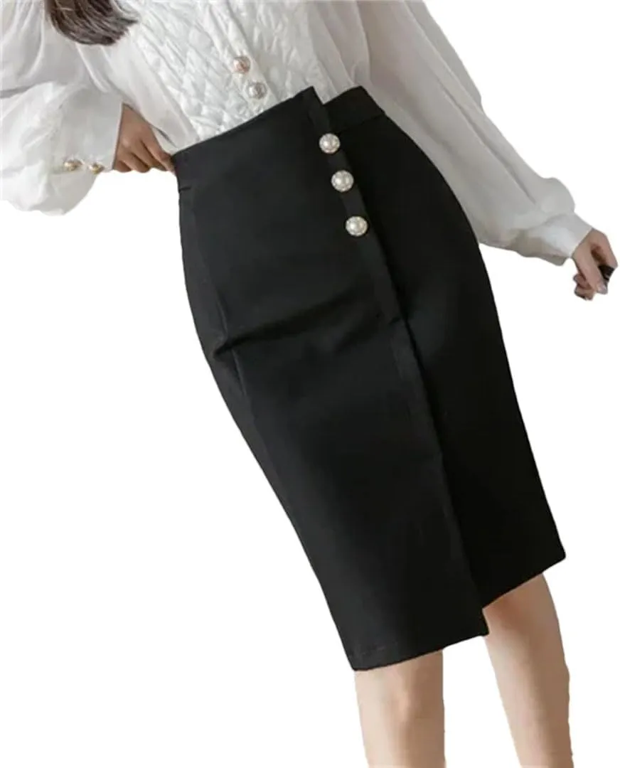 Women Knee Length Bodycon Pencil Skirt Fashion High Waist Korean Winter Elegant Office Skirt