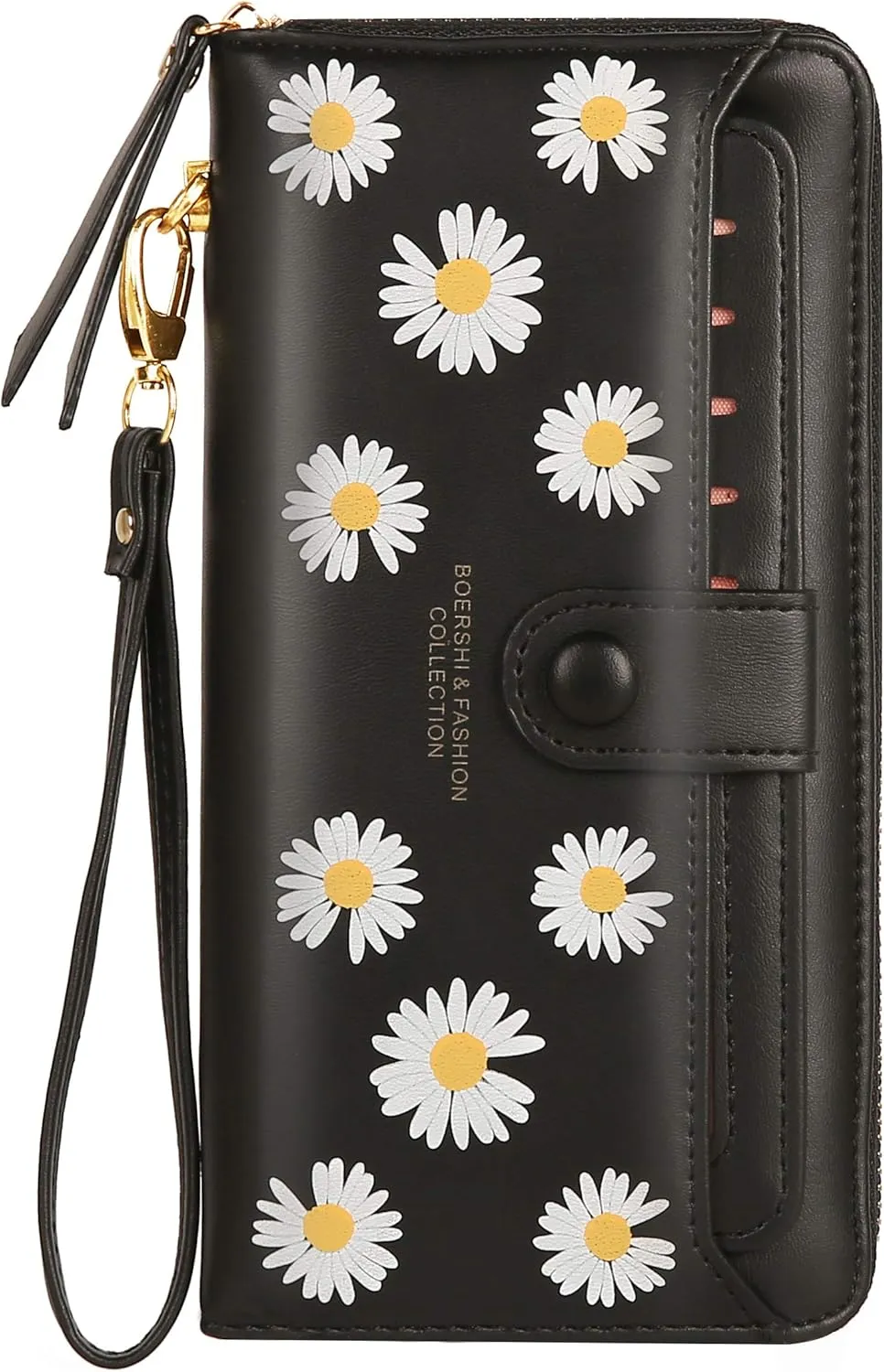 Women Leather Wallet RFID Blocking Zipper Pocket Wallet Card Case Purse with ID Window