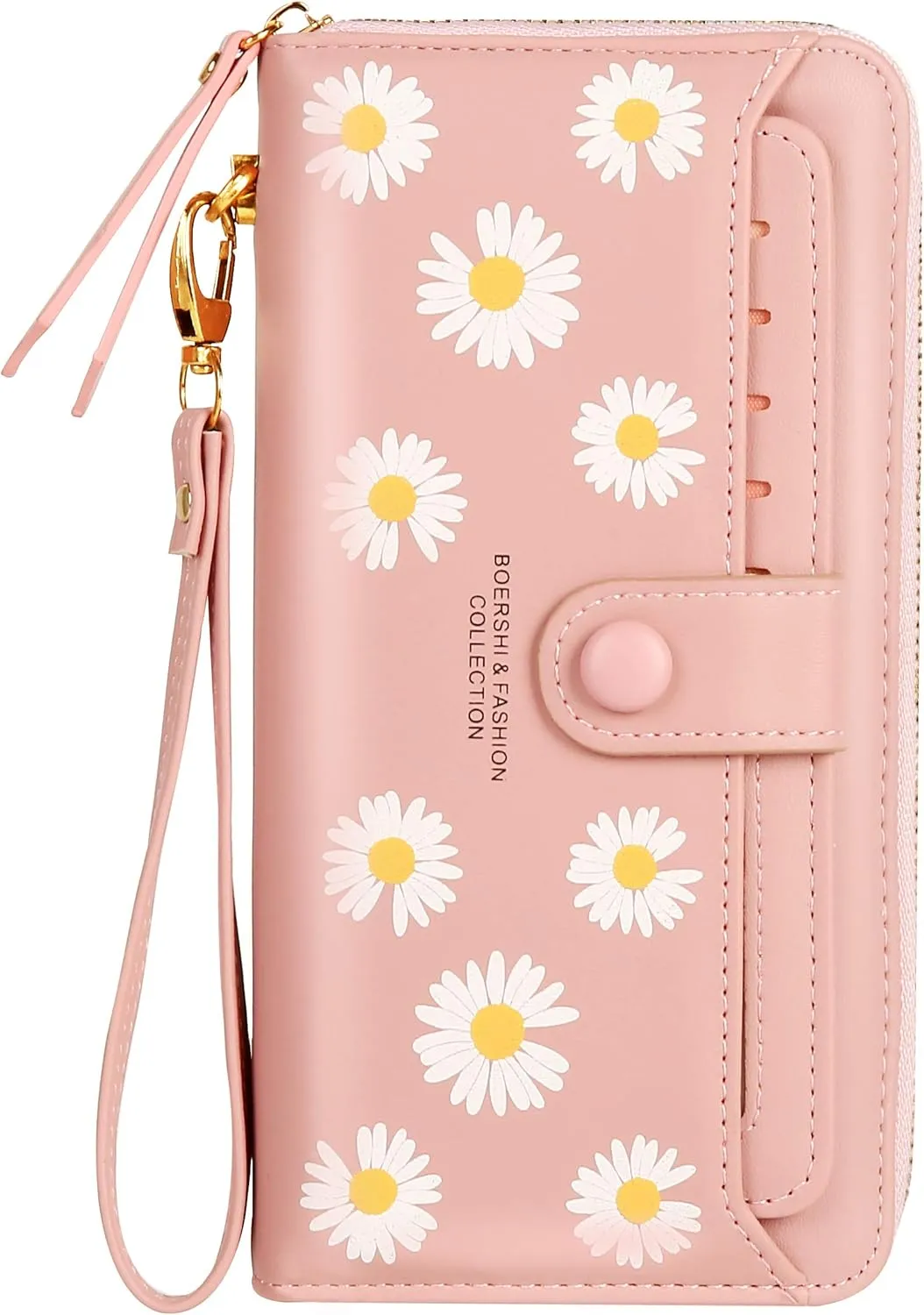 Women Leather Wallet RFID Blocking Zipper Pocket Wallet Card Case Purse with ID Window