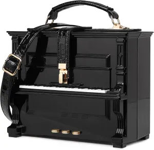 Women Piano Shaped Crossbody Shoulder Bag Handbag Acrylic Unique Novelty Piano Purse