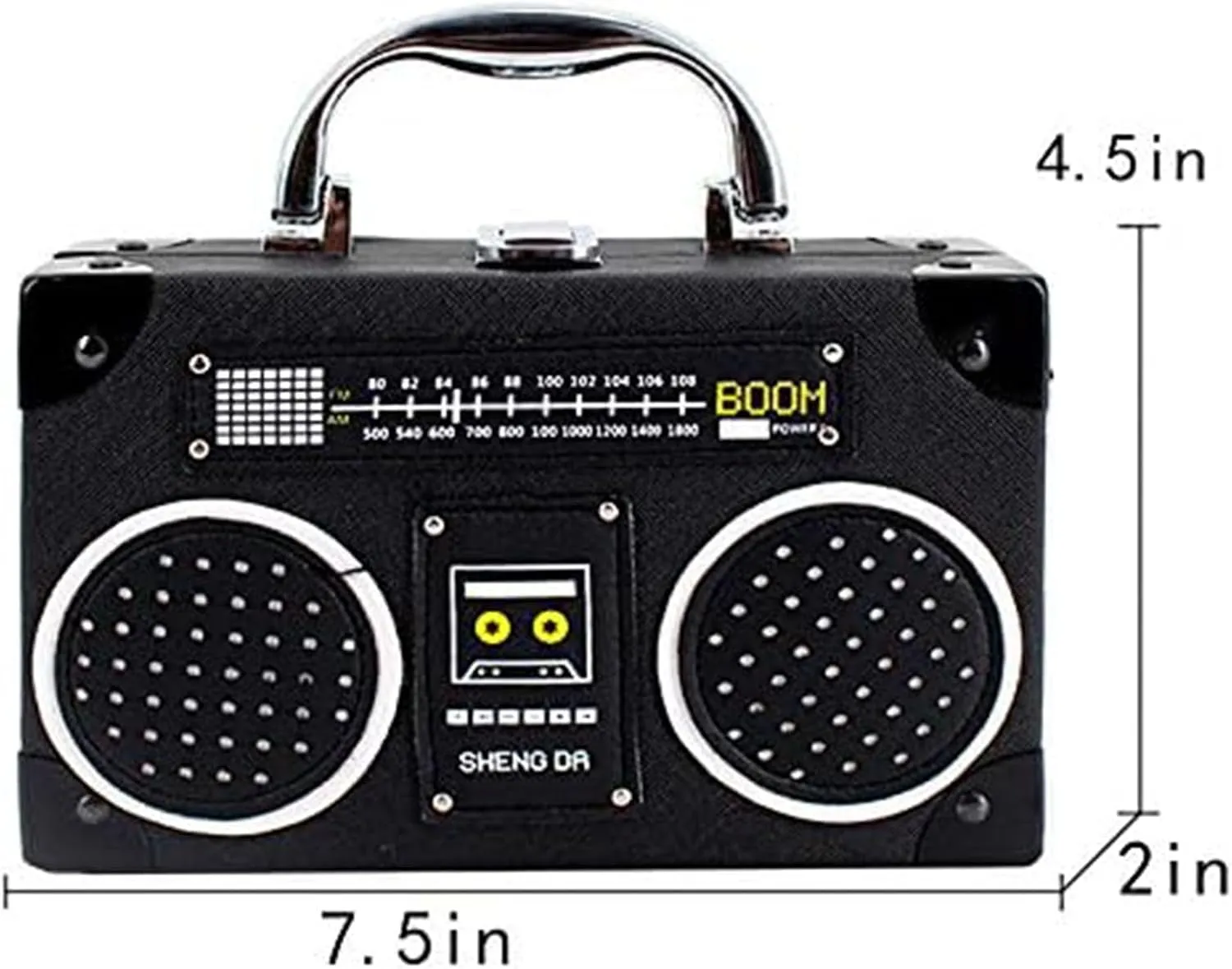 Women Retro Radio Shape Crossbody Bag, Hundred Dollar Bill Box Shoulder Bag, PU Leather Vintage Evening Clutch Purses
