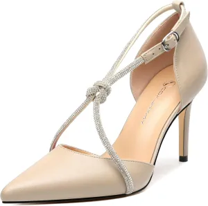 Women Rhinestone Heels Kitten High Pumps Pointed Toe Sparkly Sexy Wedding Dress Shoes 3.3''