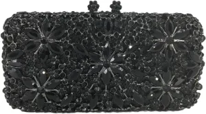 Women Snowflake Evening Bags Wedding Bridal Flower Crystal Clutch Purse Party Box Rhinestone Handbag