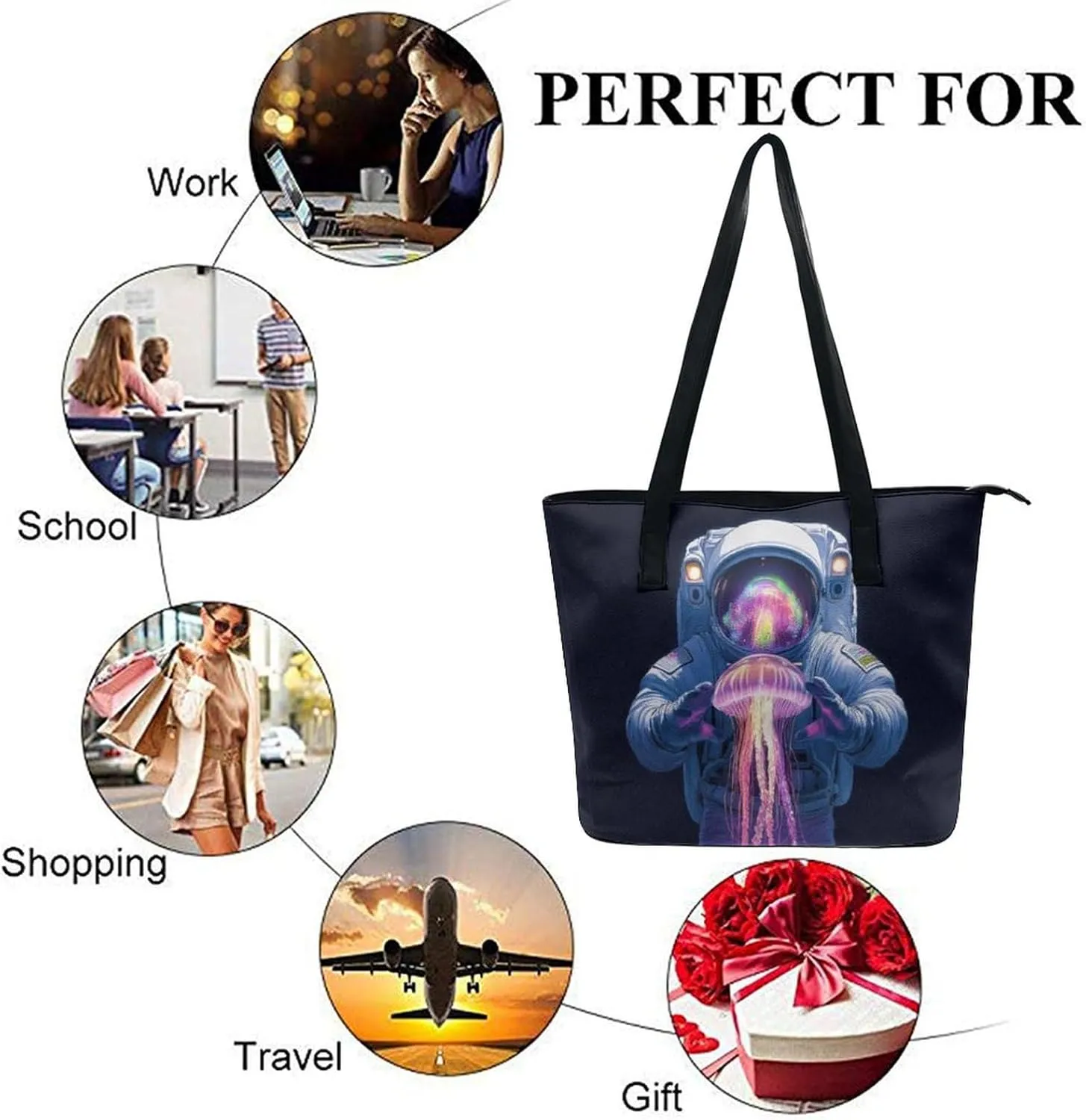 Women Tote Bags Casual Handbags PU Leather Shoulder Travel Bag