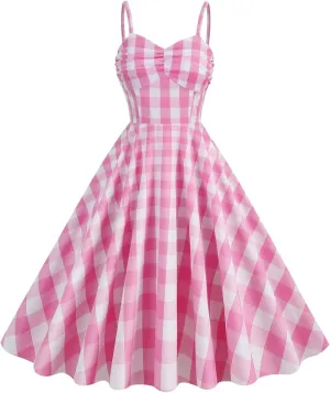 Womens 1950s Retro Rockabilly Princess Cosplay Dress Floral Halter Audrey Hepburn 50's 60's Party Costume Gown