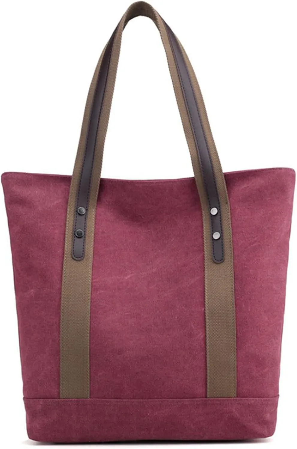 Women's Casual Canvas Handbags Work Tote Purses Shoulder Bags (Brown) One Size