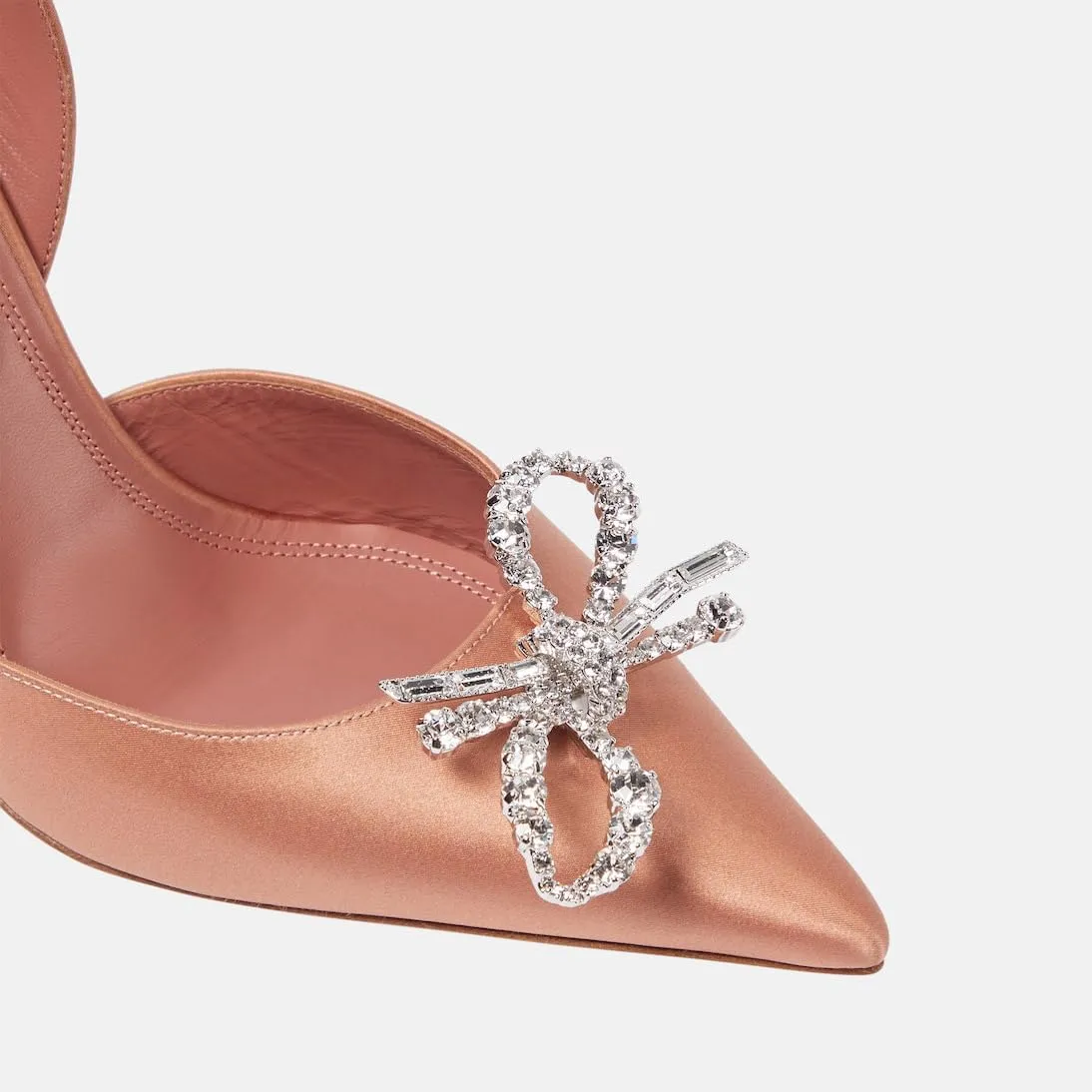 Women's Closed Toe Rhinstone Sandals Kitten Heel Slingback Clear Bowknots Pumps Adjustable Strap Pointed Toe Crystal Bow High Heels Wedding Bridal Prom Dress Shoes