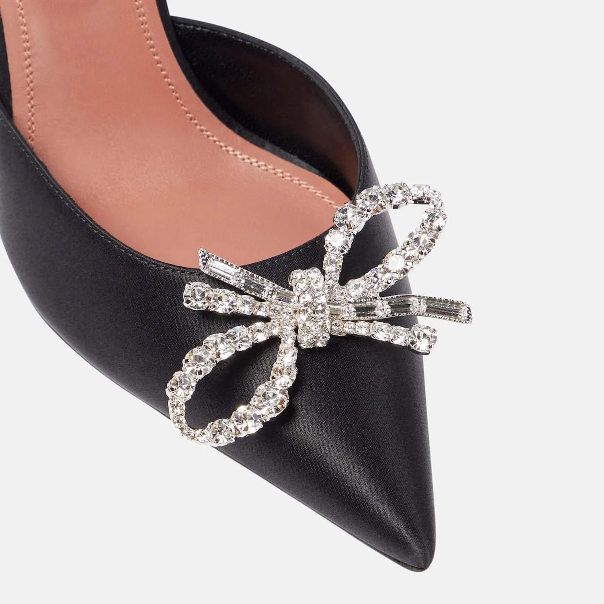 Women's Closed Toe Rhinstone Sandals Kitten Heel Slingback Clear Bowknots Pumps Adjustable Strap Pointed Toe Crystal Bow High Heels Wedding Bridal Prom Dress Shoes