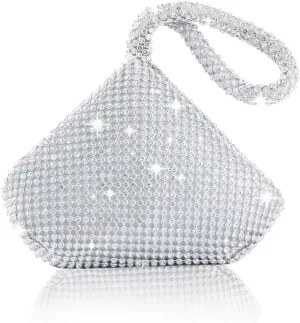Women's Evening Bag Sparkly Rhinestone Purse Triangle Fashion Women Bridesmaid Lady Girl Bride Evening Clutch Bag，for 1920s Party Prom Wedding，Mother's Day gifts