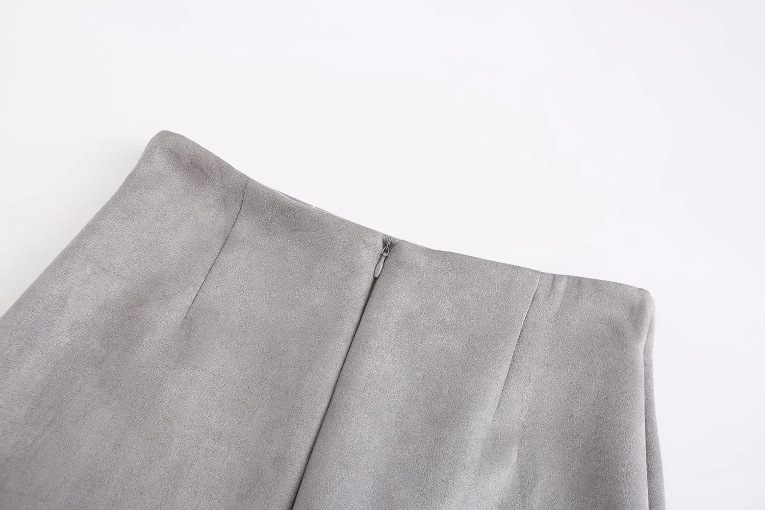 Women's Faux Suede Back Split Hip Packaged Skirt Midi Pencil Skirt