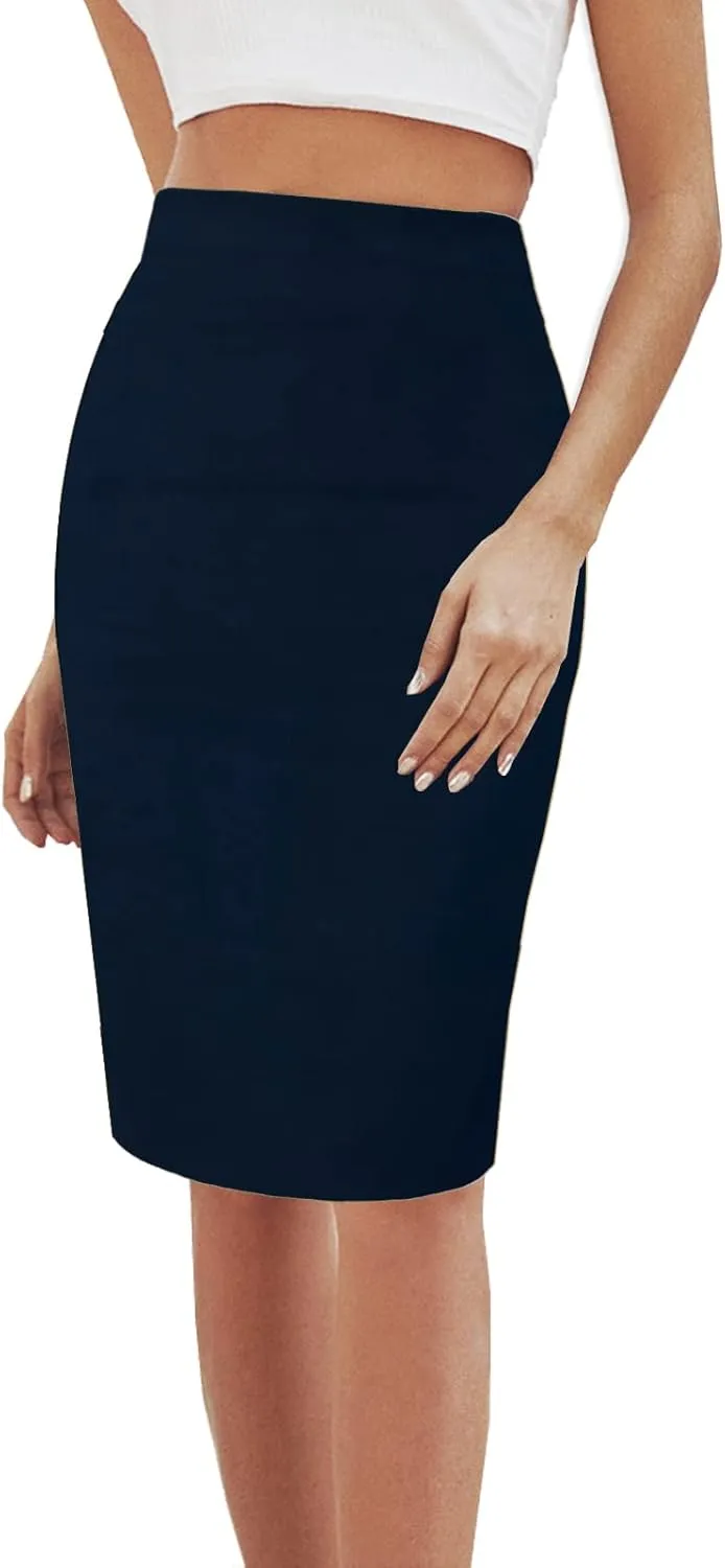 Women's Faux Suede Back Split Hip Packaged Skirt Midi Pencil Skirt