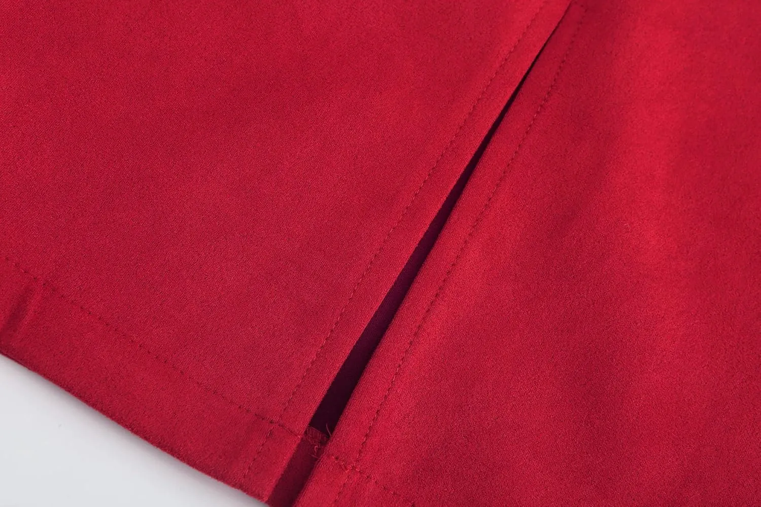 Women's Faux Suede Back Split Hip Packaged Skirt Midi Pencil Skirt