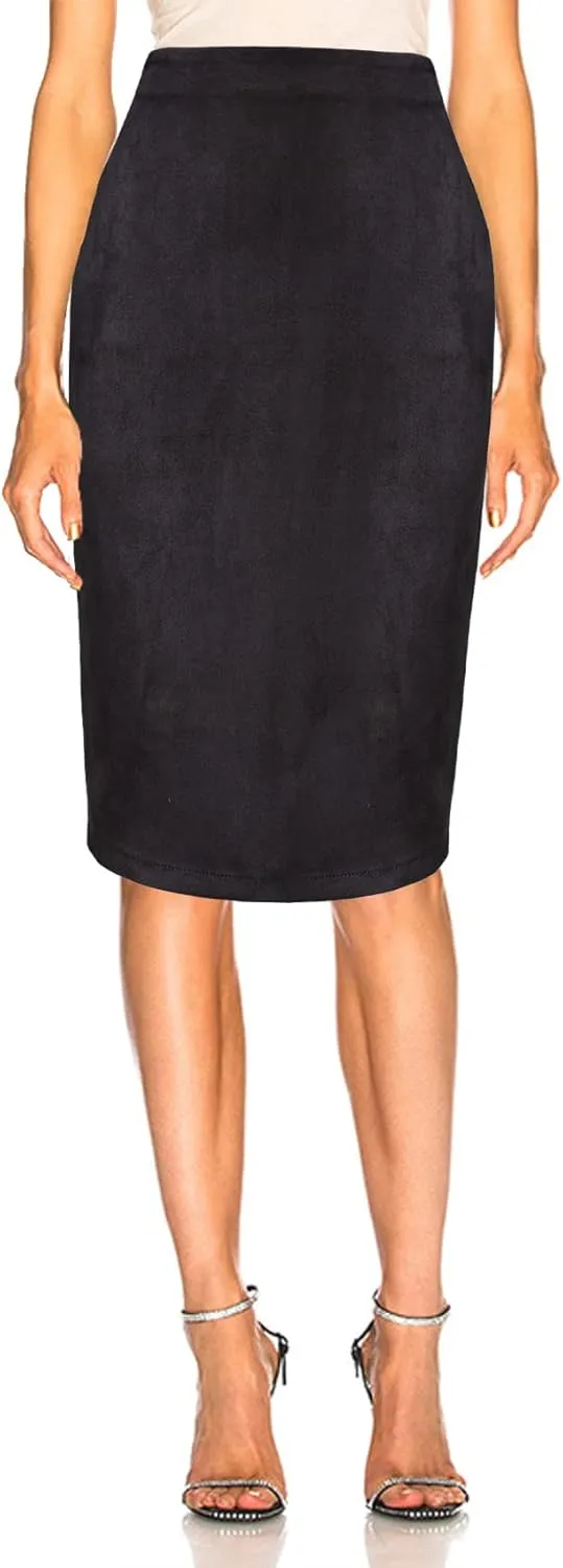 Women's Faux Suede Midi Pencil Skirt