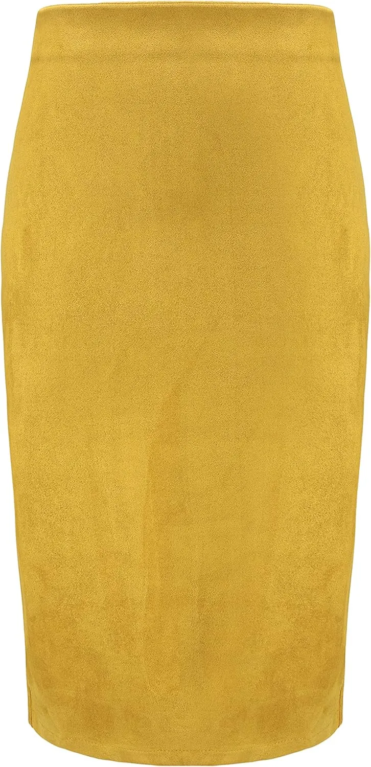 Women's Faux Suede Midi Pencil Skirt